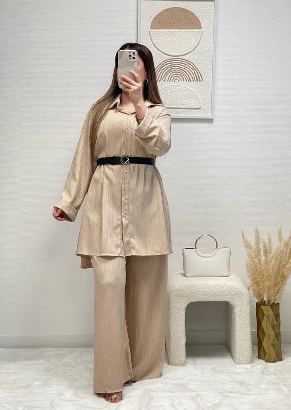 Beige Tunic and Trousers Set